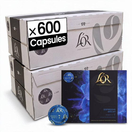 Capsule Nespresso Pro Compatible L'Or Suprême Décaf - 12 boites - 600 capsules