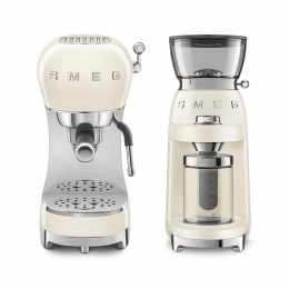 Set café SMEG Crème (Broyeur à café CGF03CREU + Machine à café expresso ECF02CREU)
