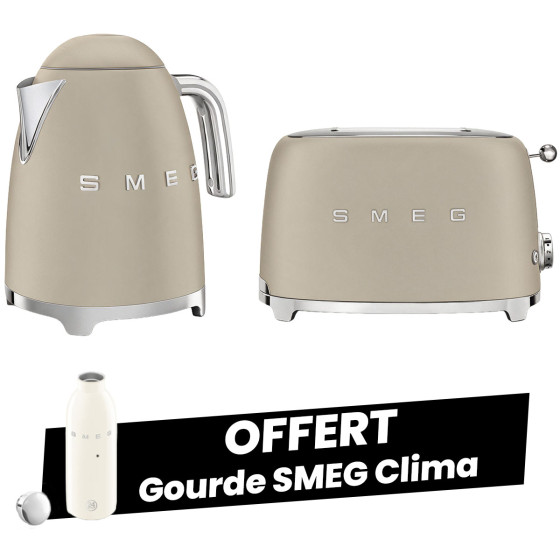 Set petit-déjeuner SMEG Beige Lin Mat (Bouilloire KLF03MLMEU + Grille-pain TSF01MLMEU)