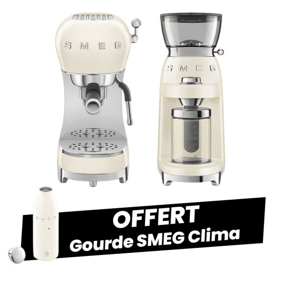 Set café SMEG Crème (Broyeur à café CGF03CREU + Machine à café expresso ECF02CREU)