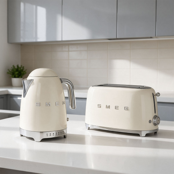 Set petit-déjeuner SMEG Crème (Bouilloire réglable KLF04CREU + Grille-pain TSF02CREU)