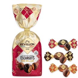 Sachet d'Escargots au chocolat noir et lait Les iconiques Révillon - 370 gr