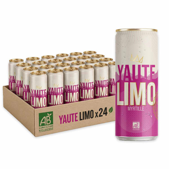 YAUTE Limonade Myrtille Bio Canette Slim 33cl x 24