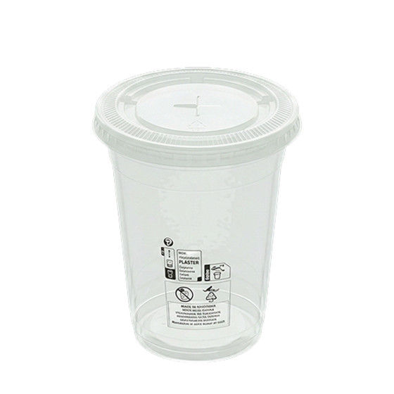 Gobelet et couvercle pour boissons à emporter 48 cl (16oz) - Matière PET recyclable - 1000 gobelets + couvercles