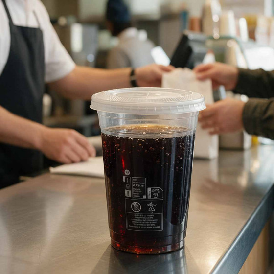 Gobelet et couvercle pour boissons à emporter 60 cl (20oz) - Matière PET recyclable - 1000 gobelets + couvercles