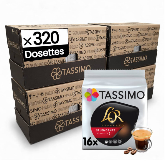 Dosette Tassimo Café L'Or Espresso Splendente - 20 paquets - 320 dosettes