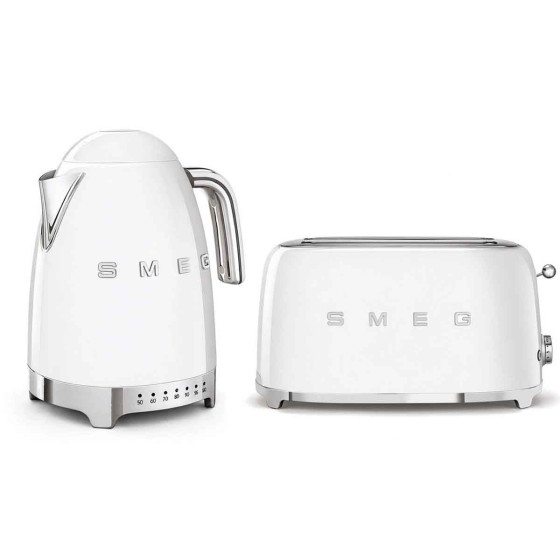 Set petit-déjeuner SMEG Blanc (Bouilloire KLF04WHEU + Grille-pain TSF02WHEU)