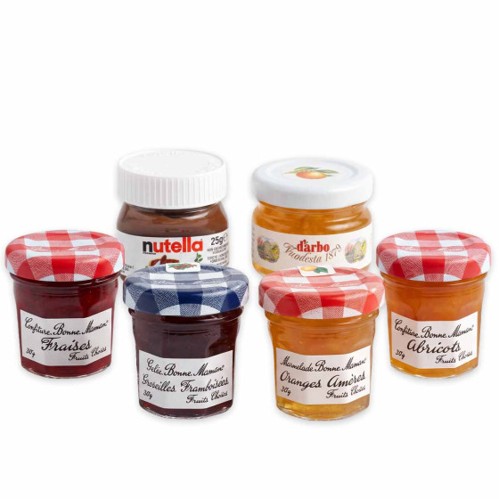 Pack petit-déjeuner Premium : Confiture Bonne maman, Miel Darbo, Pâte à tartiner Nutella - 184 portions individuelles