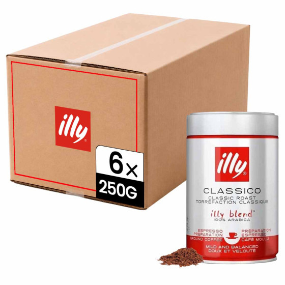 Café Moulu illy Espresso Classico - 6 boîtes - 1,5 kg