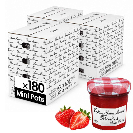 Confiture Fraise Bonne Maman 30 gr - 180 mini pots en verre