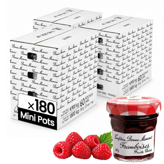 Confiture Framboise Bonne Maman 30 gr - 180 mini pots en verre