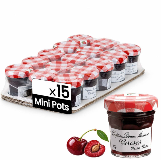 Confiture Cerise Bonne Maman 30 gr - 15 mini pots en verre