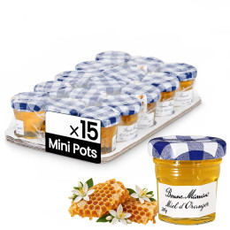 Miel Fleur d'Oranger Bonne Maman 30 gr - 15 mini pots en verre