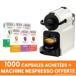 Lot 1000 Capsules Nespresso Compatible Orubia + Machine Nespresso Krups Inissia Blanc YY1530FD