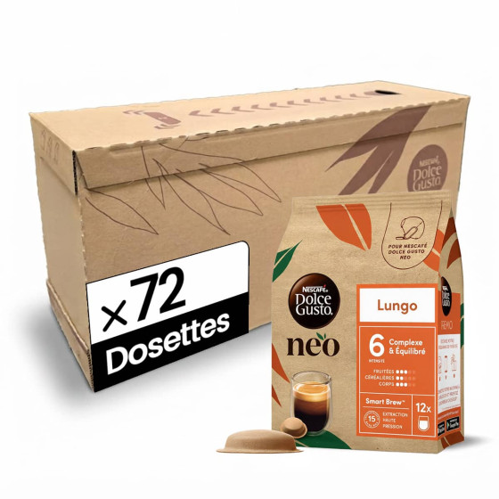 Dosettes Nescafé Dolce Gusto NEO Lungo - 6 boîtes - 72 boissons