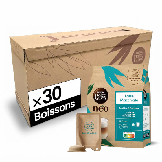 Dosettes Nescafé Dolce Gusto NEO Latte Macchiato - 5 boîtes - 30 boissons