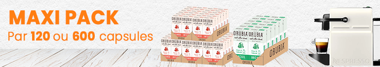 présentation du maxipack de capsules nespresso compatibles orubia