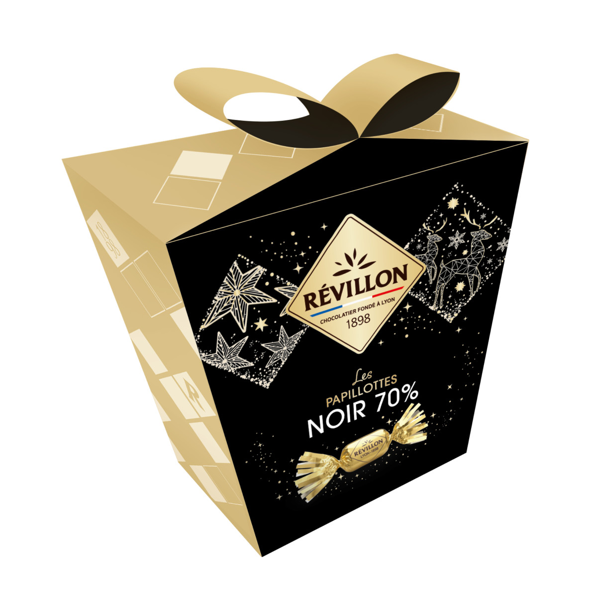 pochette papillotes révillon chocolat noir